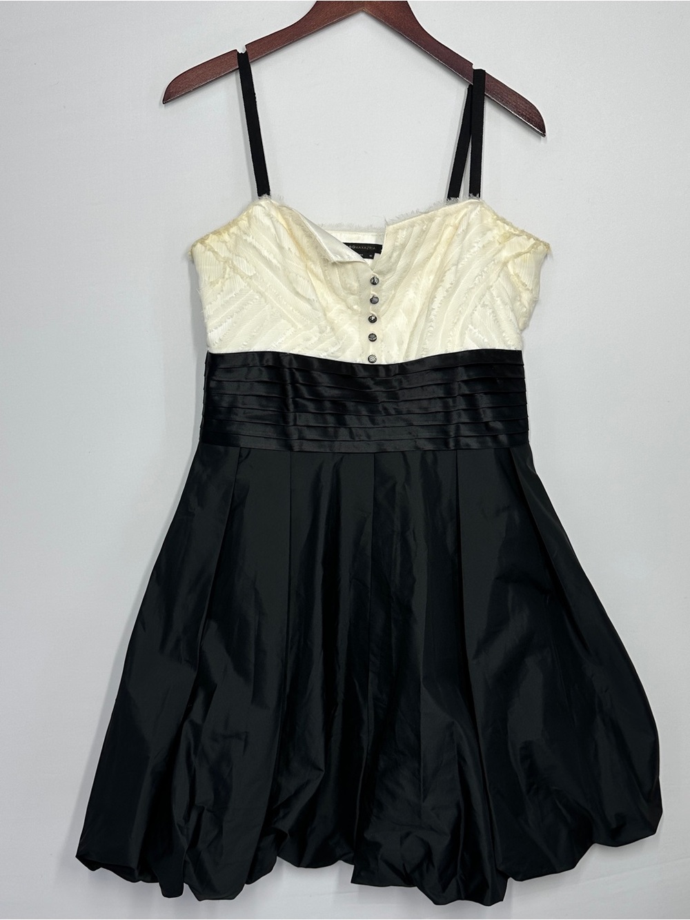 BCBG Max Azria black white tuxedo dress bubble Hem size 10 Party Cocktail